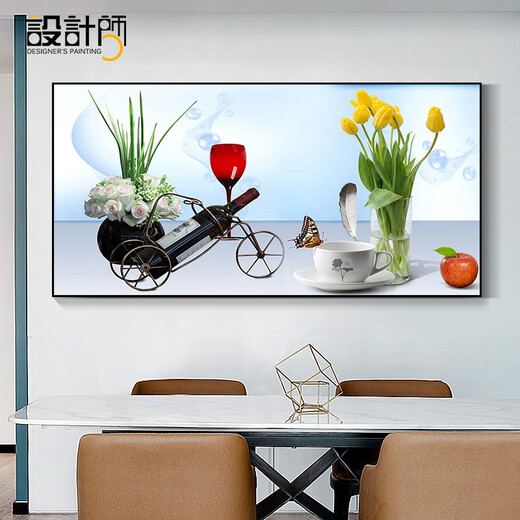 Pi Feng Modern Simple Restaurant Decorating Pintura comedor Mesa de comedor Fondo de pared Pintura colgante Luz de tesoro de lujo Mural Mural Restaurante impresa horizontal Pi Feng 1381 160*45 cm Film de cristal de 12 mm Edge