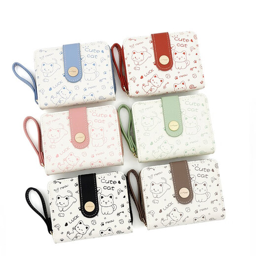 Tuzun (Kingtrip) 2025 Neue japanische niedliche Kätzchen Girls Wallet Short Student Card Bag Reißverschluss Coin Wallet Ladies Pink