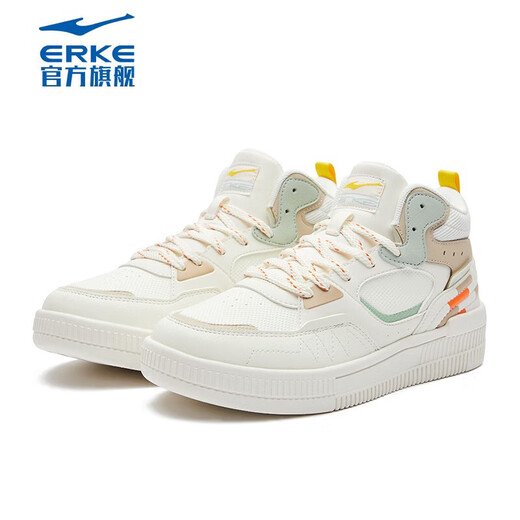 Hongxing Erke Board Schuhe hochtop dicker alleinerer Sportarten kontrastierende Farbe vielseitiger Trend Frauen Spleiß Skateboard Schuhe Street Fashion Casual Schuhe Gummi -Knospen -Weiß/Meer Mutter Grün 1391 35