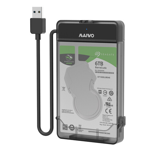 麦沃（MAIWO）2.5英寸移动机械硬盘盒 USB3.0笔记本硬盘外置盒 SSD固态机械SATA串口硬盘盒子 黑色 K104