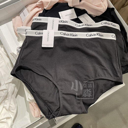 Calvin KleinCK女士纯色饰边modern高腰弹力棉三角裤内裤单条 1条 2#黑色高腰3892G-001 不支 S
