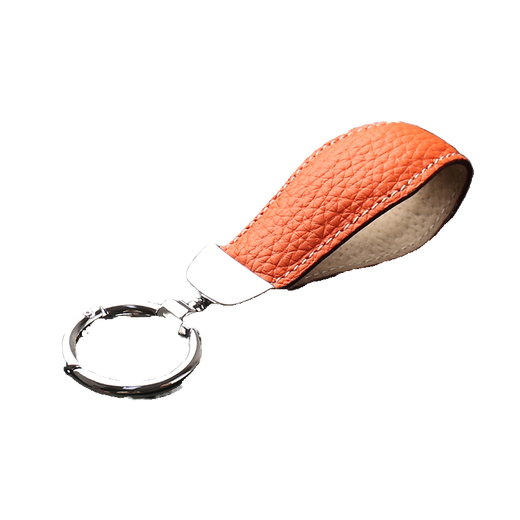 Suitbang (suitbang) top layer cowhide car keychain high-end genuine leather key rope ring ring creative men and women leather lanyard car keychain cowhide keychain-Aima orange (with horseshoe buckle)