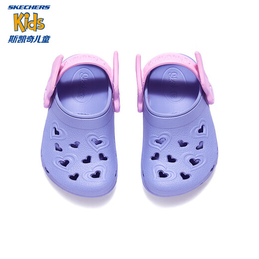 SKECHERS斯凯奇商场同款2024夏季新款洞洞鞋舒适防滑女小童凉鞋308360N 薰衣草色/粉红色/LVPK 26