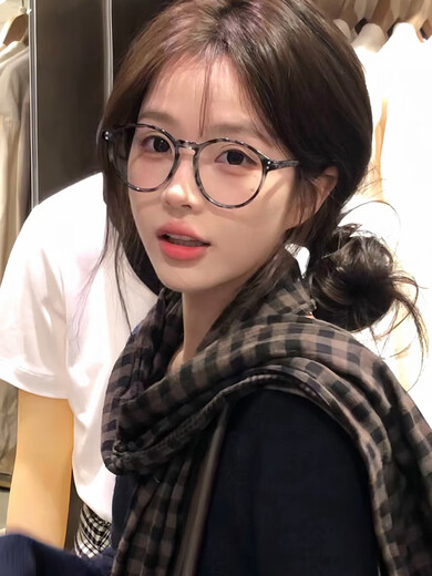 简浪 JEORLIOR超轻豹纹眼镜近视女度数可配高级感玳瑁素颜装饰眼镜框镜架方圆脸 玳瑁色 0度防蓝光【镜盒镜布】