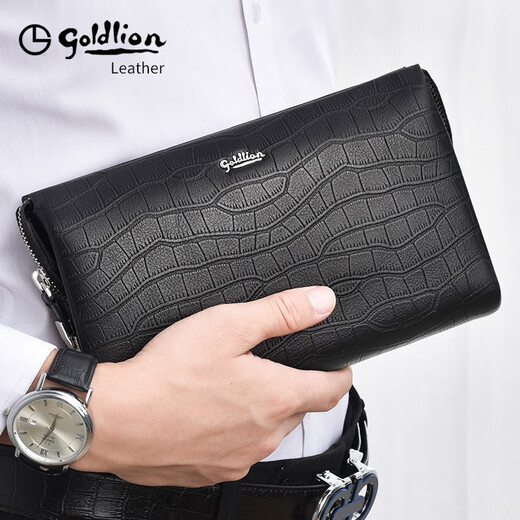 Jinlilai Handbag para hombres de cuero genuino de cuero antirrobo de la contraseña de bloqueo de la capa superior de la capa de vaca 2025 NUEVO bolso de mano alta negra