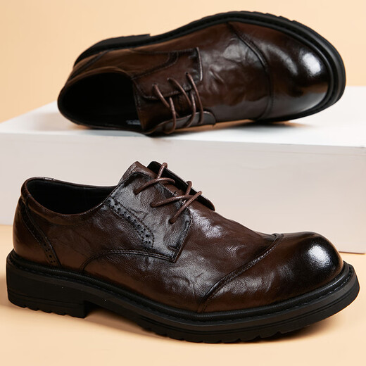 COOKOOS brand formal business casual leather shoes for men 2025 first layer cowhide genuine leather thick sole soft leather wedding shoes for men black 42