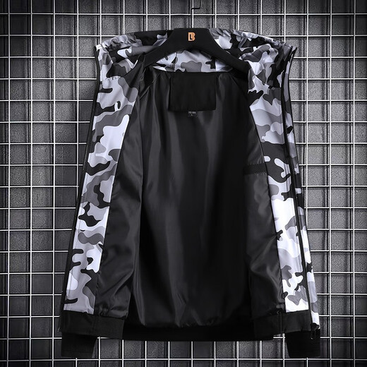 Binkley Autumn Jacket Men's Outerwear Men's Clothing Trendy Men's Workwear Casual Hooded Boys' Velvet Jacket Spring and Autumn Style Black XL (Recommended weight 115-130Jin Jin equals 0.5 kg)