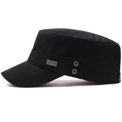 Red Dragonfly (RED DRAGONFLY) flat top hat for men, trendy, four seasons, simple and casual, middle-aged men's sun protection hat for dad, outdoor sunshade and breathable duck cap, black, one size fits all, hat circumference (56-60CM)