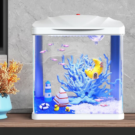 SUNSUN fish tank aquarium goldfish tank with light fish tank filter glass fish tank desktop fish tank white HR-230 with fish tank light water pump (with 18 pieces)