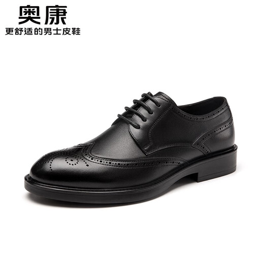 Aokang official men's shoes spring and autumn men's British business formal leather shoes versatile genuine leather wedding shoes fashion brogue shoes black T243211131 41 255mm