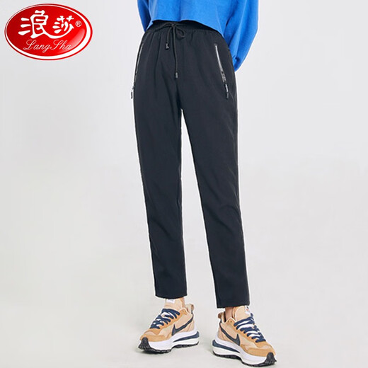 Langsha sweatpants for men and women in autumn and winter plus velvet casual straight sweatpants 2022 new fashion windproof pants for women - black (thin velvet) XXL