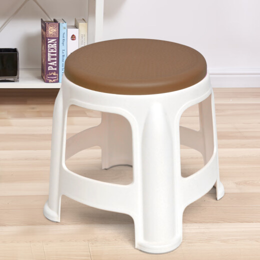 Huakaizhixing thickened plastic stool household leisure dining chair bathroom low stool small bench changing shoe stool small round stool coffee color