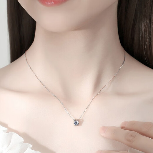 MZMZ One Carat Moissanite Diamond Platinum Necklace Women's PT950 Platinum Clavicle Chain Birthday Anniversary Gift for Girlfriend National Warehouse Direct Delivery/Next Day Delivery Light Luxury Style - Inlaid with D Color Premium Moissanite Diamond