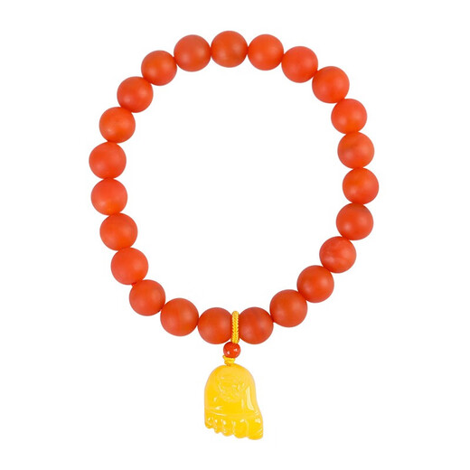Ouchini Baoshan South Red Agate Bracelet Natural Buddha Beads Full-Fleshed Persimmon Red Multi-Bracelet Men and Women Styles with Contentment Changle Beeswax Pendant Ready Shipment One-item One-Certificate