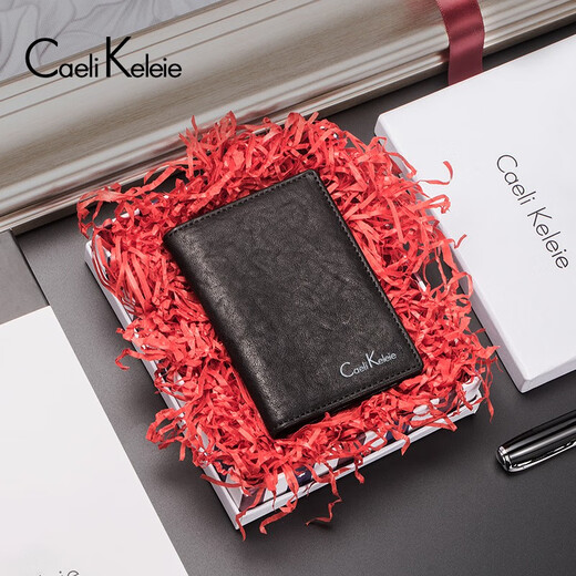 CAELIx26KELEIE men's card holder ultra-thin genuine card holder business card holder multi-card slot bank card holder mini small card holder K519 black