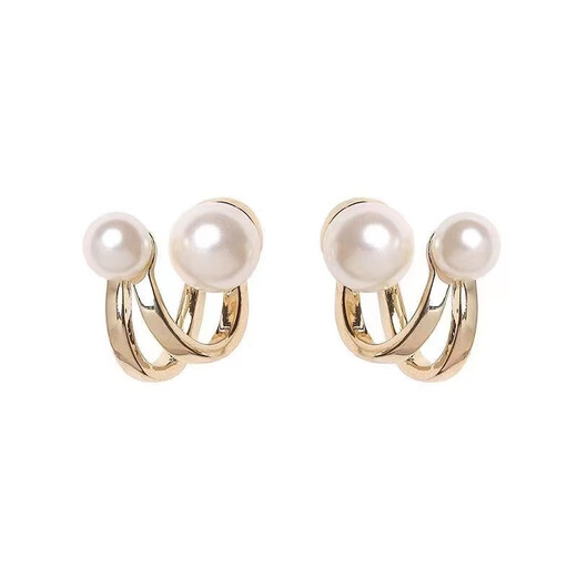 YaoYiZun Pearl Earrings Women's Two-Wear Pure Silver Earrings Birthday Gift High-Quality Earrings Valentine's Day Gift Double C Pearl Earrings