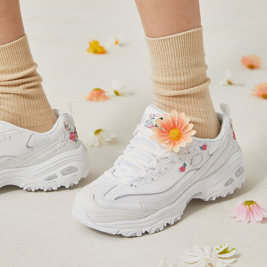 SKECHERS Damen Fashion komfortable lässige dicke alleinige trendige Panda Schuhe Dad Schuhe 11977 Weiß/WHT 35