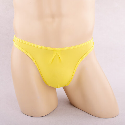 Men's ice silk underwear sexy transparent thong men's low-waist briefs men's U-convex breathable sexy underwear red one size