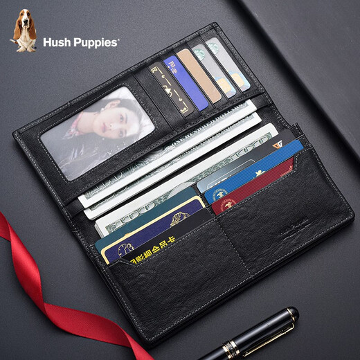 
Hush Puppies men's wallet top layer cowhide fashion stitching wallet multi-card multi-function wallet birthday gift for husband HC-1471756W-577 thin