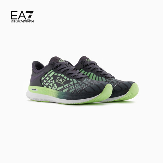 EMPORIO ARMANI/阿玛尼官方旗舰EA7/新款男女情侣款跑步运动休闲鞋2025夏季 R983-黑色/草绿色 40