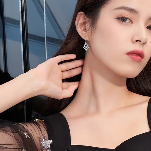 RHM has you in my heart platinum earrings for women PT950 moissanite platinum earrings birthday and Valentine's Day gift for girlfriend PT950 platinum moissanite earrings + certificate + gift box