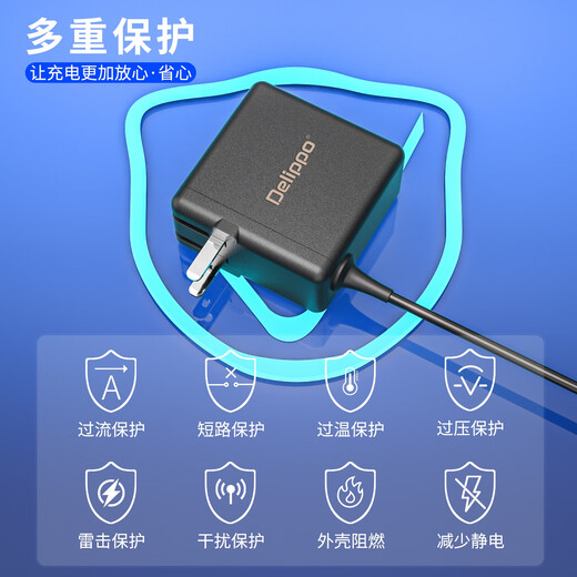 Delippo惠普笔记本65W充电器19.5V3.33A 小口适用HP电脑星14/15 EliteBook 840 G3 TPN-Q117电源适配器线