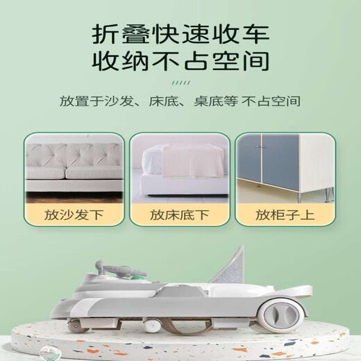 hopkids学步车防o型腿婴儿多功能防侧翻宝宝可坐推助步车学步车 薄荷绿旗舰款-音乐+推杆+脚垫