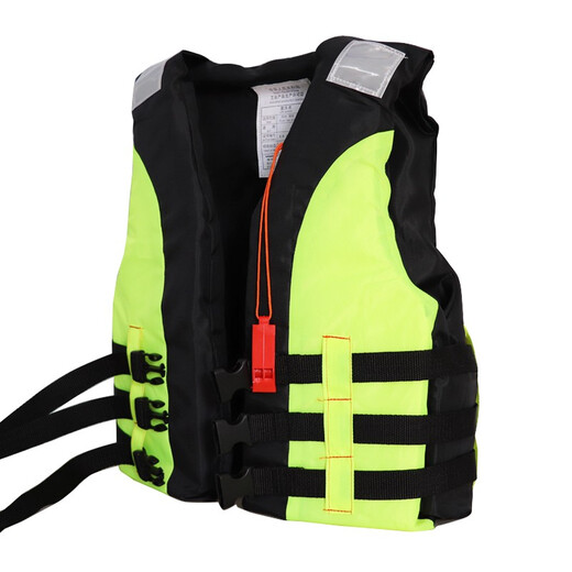Adandyish green children's life jacket with safety buckle, life-saving whistle and reflective sheet for outdoor flood rescue