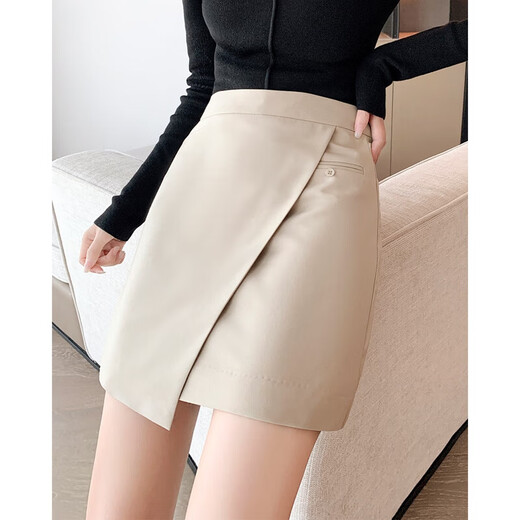 DME Lady style skirt summer elegant A-shaped loose thin skirt women apricot S