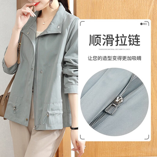 Xuexi mother dressed in spring trench coat fashionable noble coat middle-aged and elderly women's top thin jacket large size
