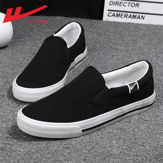 Huili kicks men's shoes spring old Beijing cloth shoes men's soft sole casual shoes men's young and middle-aged Doudou canvas shoes men black 39