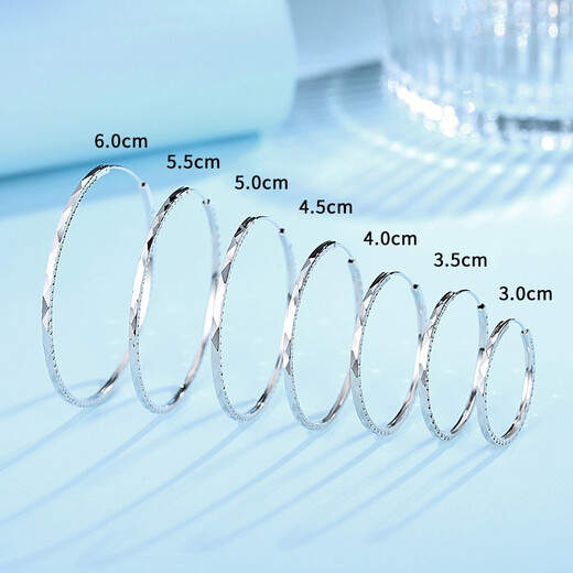 Jiuchangshi Shining 999 sterling silver earrings for women, pure silver large earrings, silver earrings, birthday gifts for girlfriend, shining earrings 50mm