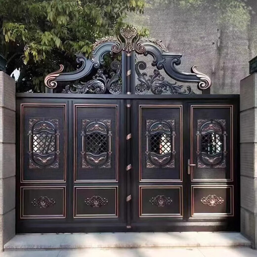 奥朗斯南昌上饶赣州铝艺别墅大门对开门铝合金庭院大门电动双开门平移门 款式十一