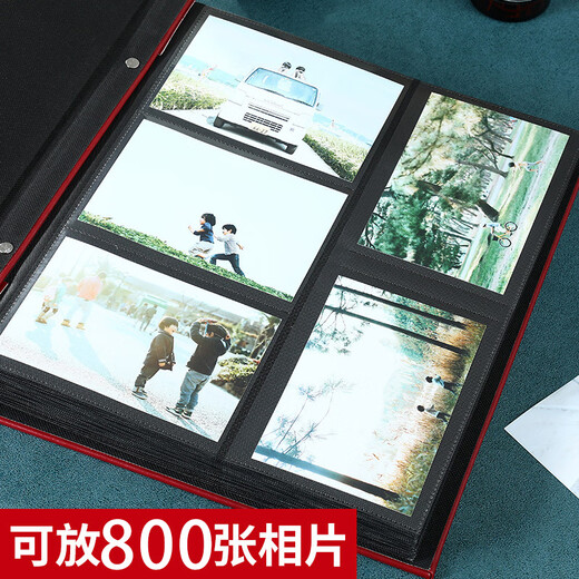 Jiamo Album Large Capacity Home Photo Collection Commemorative Album 6-inch Couple Interstitial Photo Album Photo Storage 6-inch 800 Dark Brown - Live up to good times Inside page mixed photo books
