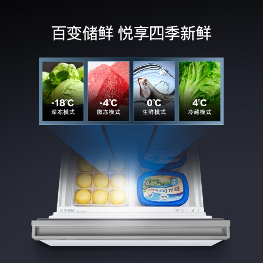 Refrigerador de frecuencia de frecuencia múltiple SIEMENS 406L Refrigerador de cuatro puertas de cuatro puertas 655 cm de ancho y pequeña huella, cristal de almacenamiento fresco en constante cambio 051VC