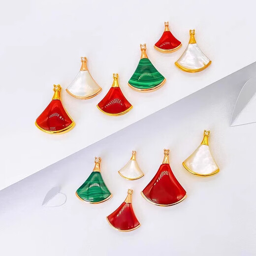 18K gold mini skirt pendant au750 color gold rose gold white mother-of-pearl necklace for girlfriend birthday confession gift 18K gold rose gold (single pendant) red agate (small size)