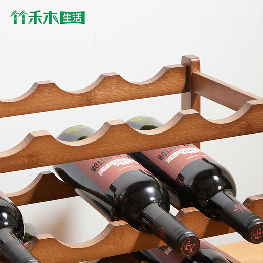 Double small red wine rack household simple desktop rack wine cabinet multi-bottle red wine rack brown red wine rack 2 layers 40 type