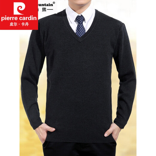 Pier Cardin Herbst- und Winterrunde Hals Pullover Herrenanzug Basis Strick-Pullover Hühner Herzkragen Business Formale Tragen lässiger Herrenkleidung A30-3888 [v] Schwarz 2xl 180