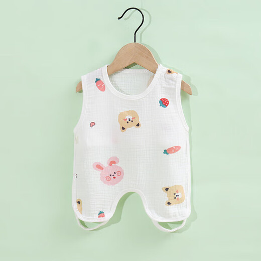
9i9 baby bellyband pure cotton summer thin belly protection newborn half-back clothes baby belly circumference and legs gauze sleeping bag 2 pieces A29 bear