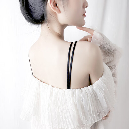 纪娅芙细肩带内衣可外露好看防滑文胸配件胸罩带子替换夏季美背可调节 黑红