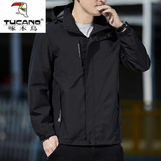 Woodpecker Outdoor Jacket Men's Spring and Autumn 2025 New Jacket Versatile Windproof Breathable Casual Large Size Jacket Men's Jacket Black Spring and Autumn Style 2358 L