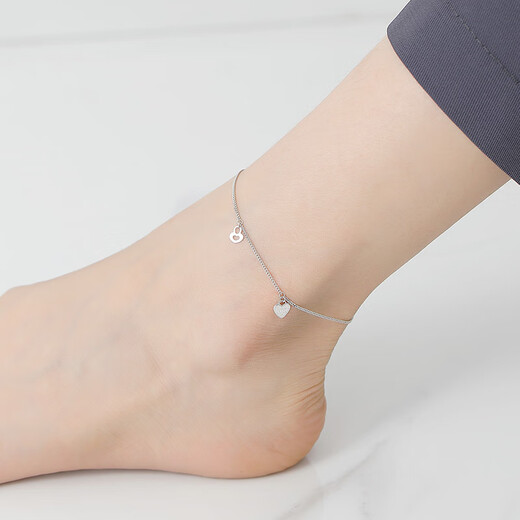 TTMIX platinum anklet for women pt950 platinum love key pendant fashionable foot accessories 3.1-3.3g 22+2cm