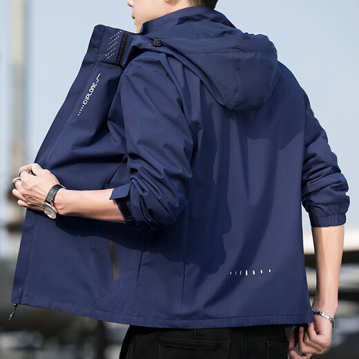 Jacket Men's Jacket Autumn and Winter Clothes Men's Three-in-One Jacket Hooded Loose Sports Workwear Top Men's Jacket Black XL