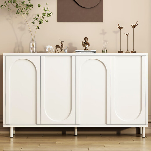 YiZAO Shoe Cabinet Door Entry Cabinet Household 2024 Creamy Style Large Capacity Entrance Storage Cabinet Integrated Shoe Cabinet [Arch Style] Creamy Champagne Color 120*34*100 Self-installation