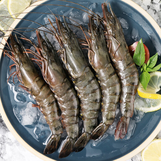 Jingdong Supermarket directly sourced black tiger shrimp from overseas, net weight 2Jin Jin is equal to 0.5kg, 31-40 pieces/box, single frozen, prawn barbecue hot pot ingredients