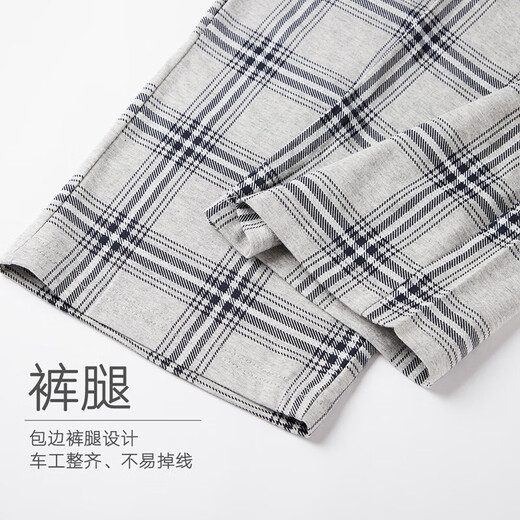 Nanjiren 100% cotton men's pajama pants men's plaid trousers large size can be worn outside loose casual home pants