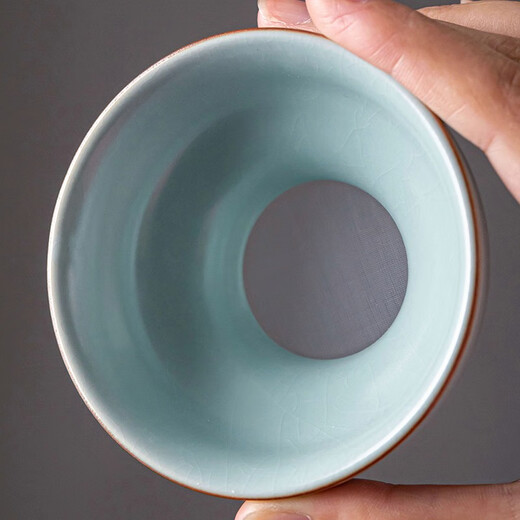 Gold inlaid jade imitation Song Dynasty Ru kiln tea set, complete set of household ceramic kung fu tea sets, teapots, lids, bowls, tea cans, gift boxes, Haoran side handle imitation Song Dynasty Ru kiln large set