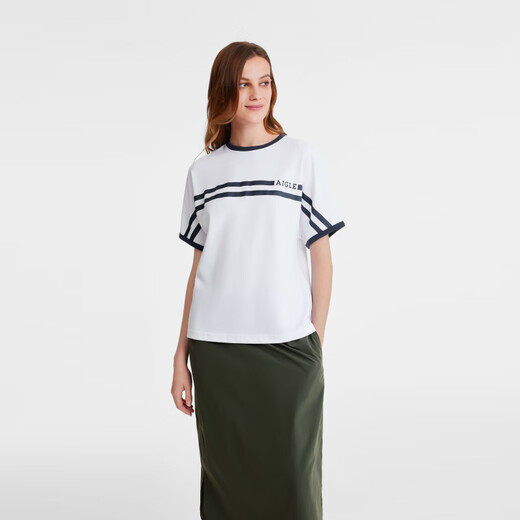 
AIGLE Aigao short-sleeved T-shirt Spring and Summer Women's DFT Quick Dry Moisture Wound UPF40+ Sun Protection Ultra Bright White BD702 M (165/88A)