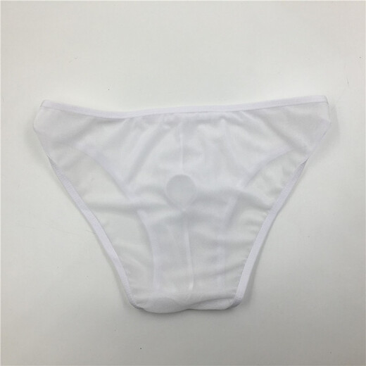 Private Shang Men's Sexy Underwear Transparent Underwear Stretch Mesh Revealing Hole Briefs White G-string T-Pants One Size 160Jin Jin is equal to 0.5kg within