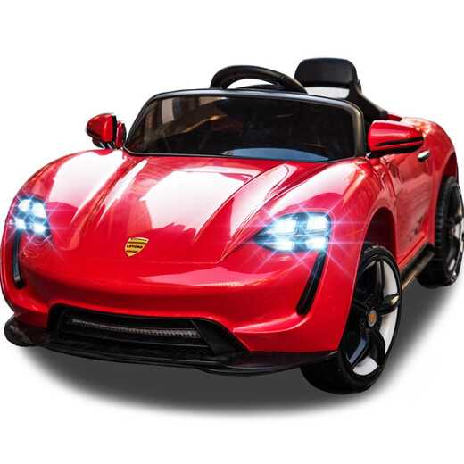 MiYi MiYi children's electric car four-wheeled car that can sit on a person with remote control toy children's stroller double drive white + large battery + mobile phone remote control + soft leather seat